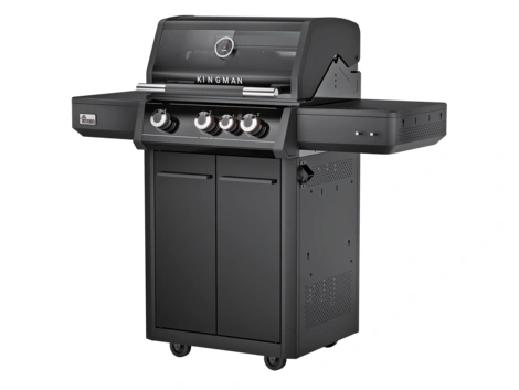 Mr.GARDENER Gasgrill Kingman 3 MK 3 Brenner, Seitenkocher, schwarz