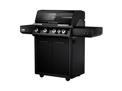 Mr.GARDENER Gasgrill Kingman 4 MK 4 Brenner, Seitenkocher, schwarz